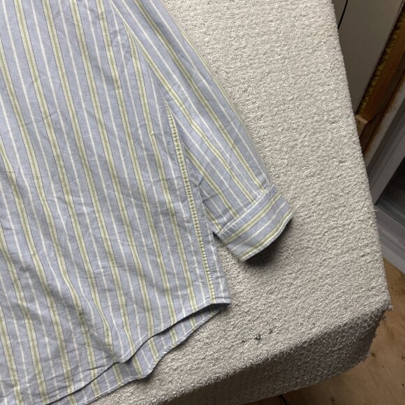 Vintage LL Bean Shirt Men XXL Tall Pastel Blue Green Stripes Oxford Button Down - Picture 4 of 11